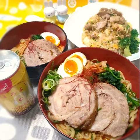 「「Cook Do®」オイスターソース」を使ってみたSnapdishの料理・レシピ写真:ダー麺屋🍜
最強ラーメン ﾆﾝﾆｸ旨辛味噌味
手作りチャーシュー‪(๑•🐽•๑)‬極太麺
     𝑎𝑛𝑑 焼豚炒飯