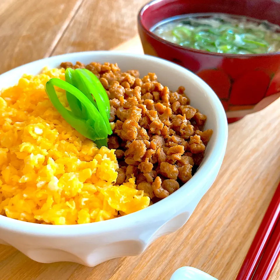 大豆のお肉のそぼろ丼|みずほさん