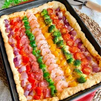 Snapdishの料理写真:🌈ホットケーキミックスで作る《カラフルピザ》