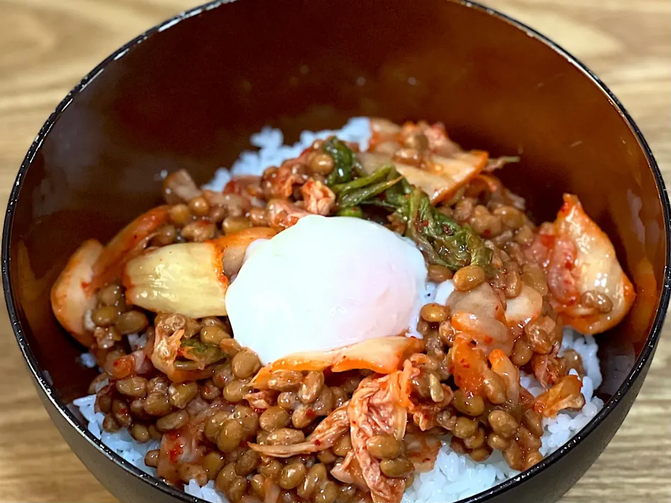 ☆温玉キムチ納豆ご飯|まぁたんさん