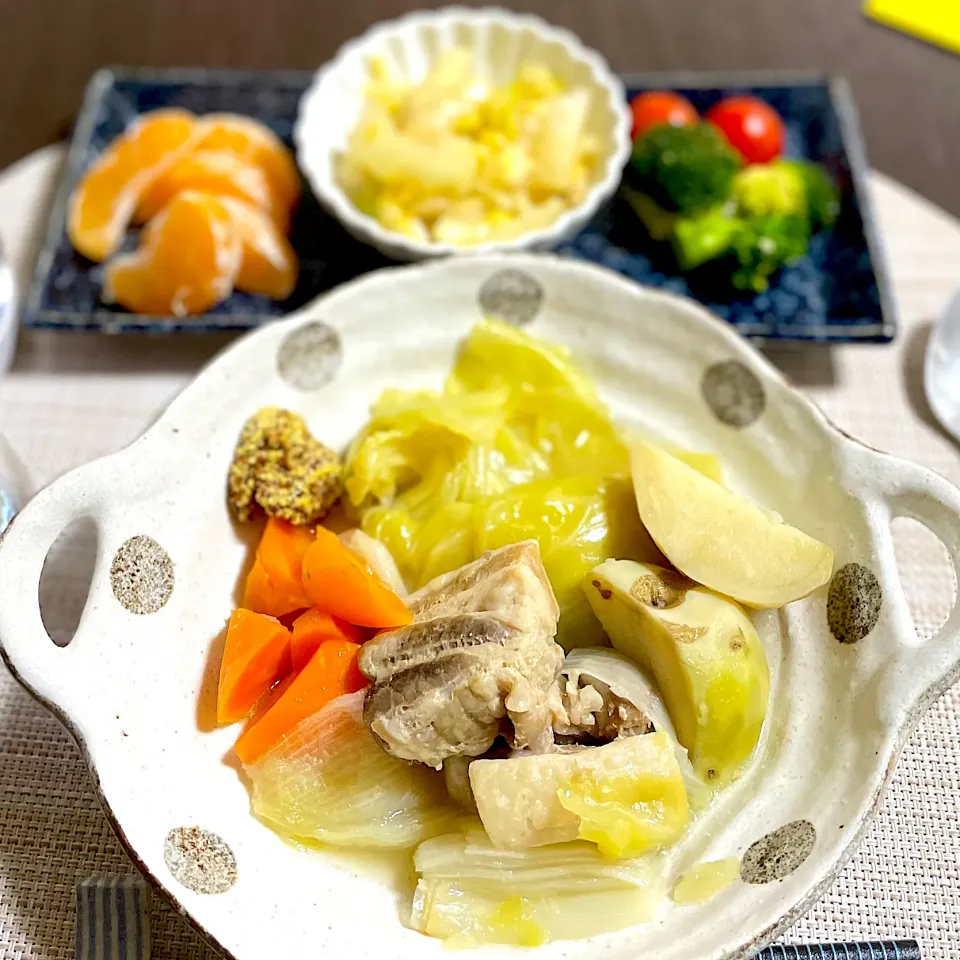 Snapdishの料理写真:3/3晩ご飯：塩豚ポトフ|ななみんさん