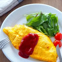 Snapdishの料理写真:大豆のお肉でチーズオムレツ|はらしおりさん