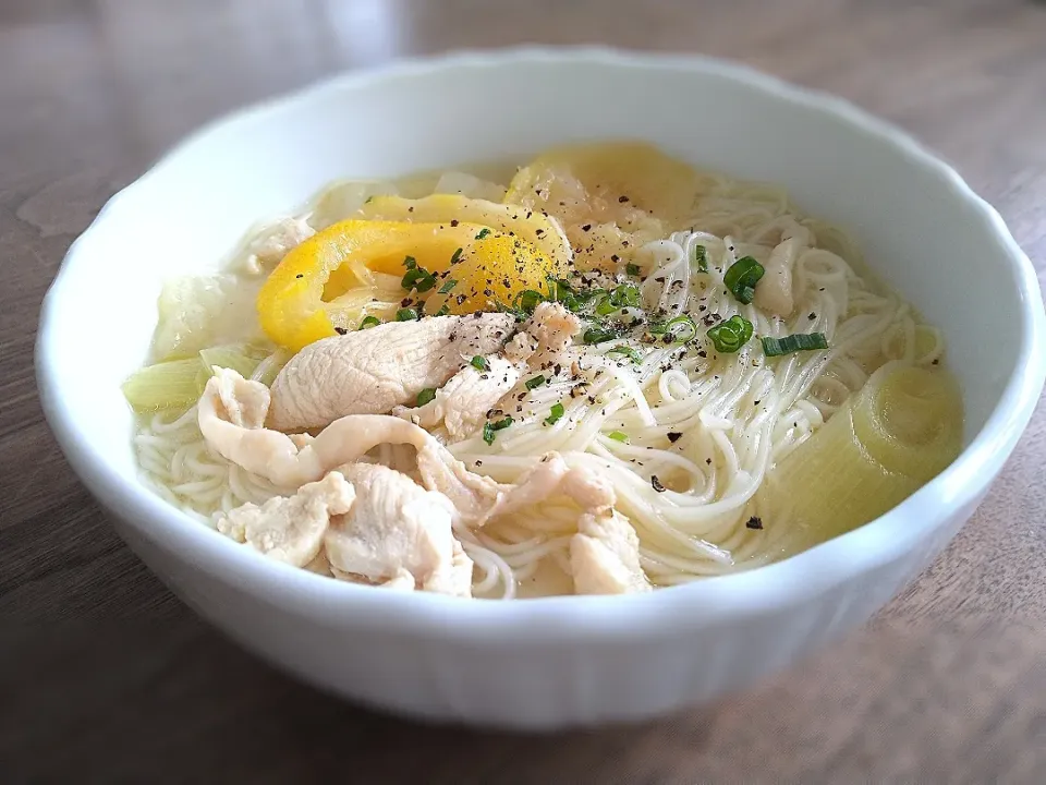 柚子鶏塩煮麺|古尾谷りかこさん