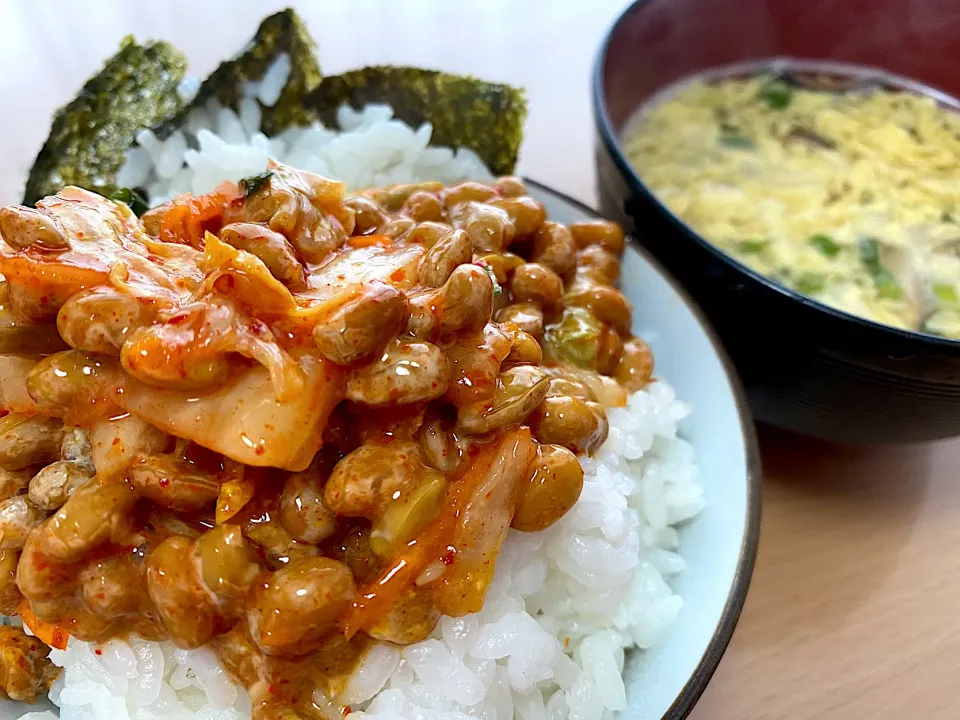 納豆キムチ❣️手抜きなお昼ご飯🍚|かおちゃんさん