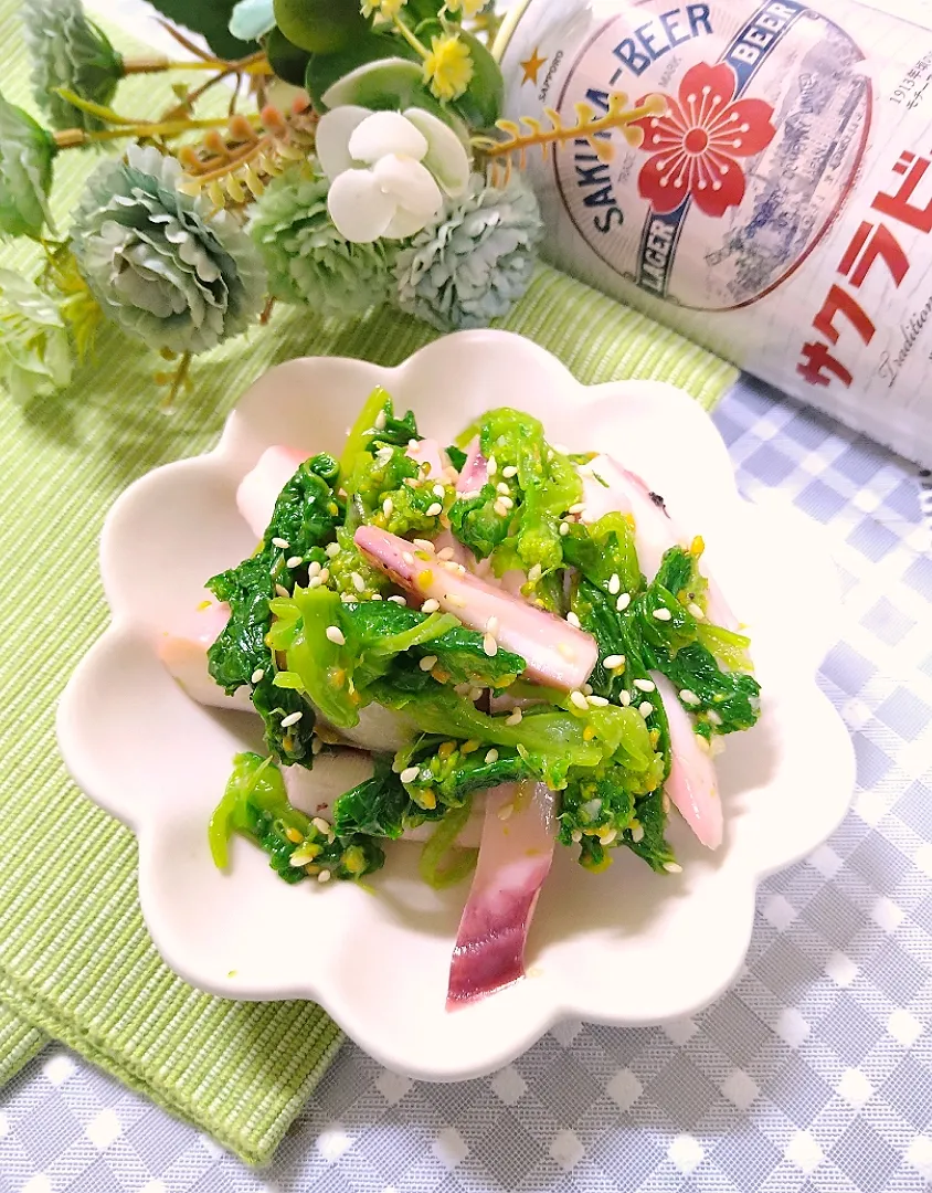 からあげビールさんの料理 パクパク止まらない♪イカと菜の花のピリ辛ナムル|fumiさん