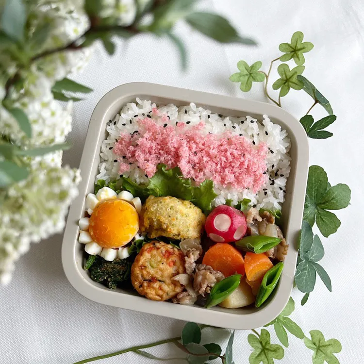 Snapdishの料理写真:3/8❤︎主人の肉じゃが弁当🌱✨
おはようございます☁️久しぶりに空がどんよりしてますね…
今日のお弁当は昨夜作った春野菜と和牛の肉じゃがです☺️|Makinsさん