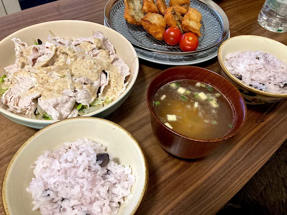 冷しゃぶ、カレイの唐揚げ|satakeさん