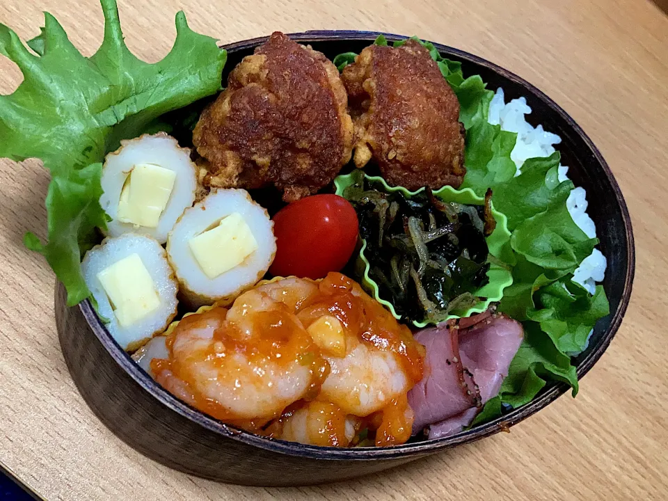 唐揚げ＆エビチリ弁当|ちかちかさん