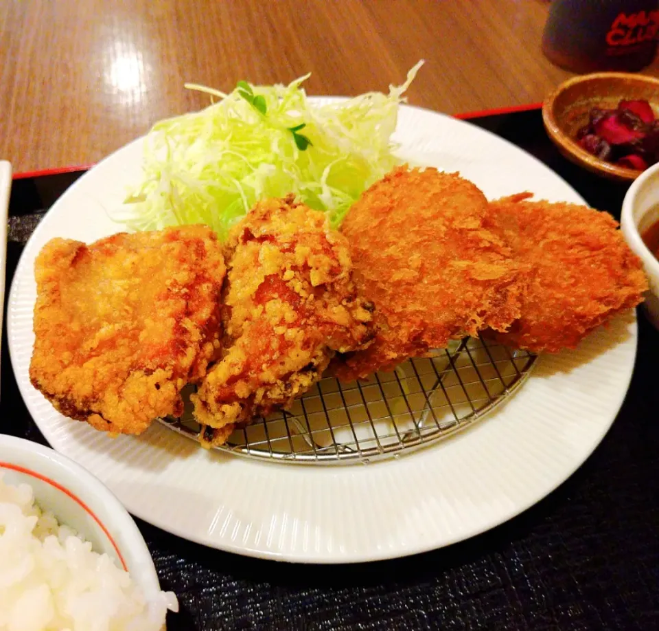 塩ダレ唐揚げとヒレカツ定食|岩﨑 正勝さん