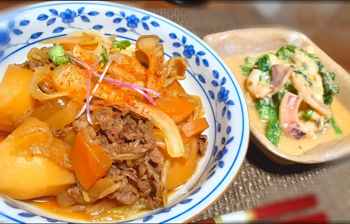 うまかばいで肉じゃが

からビーさんの料理
　菜の花と烏賊の辛子酢味噌あえ|びせんさん