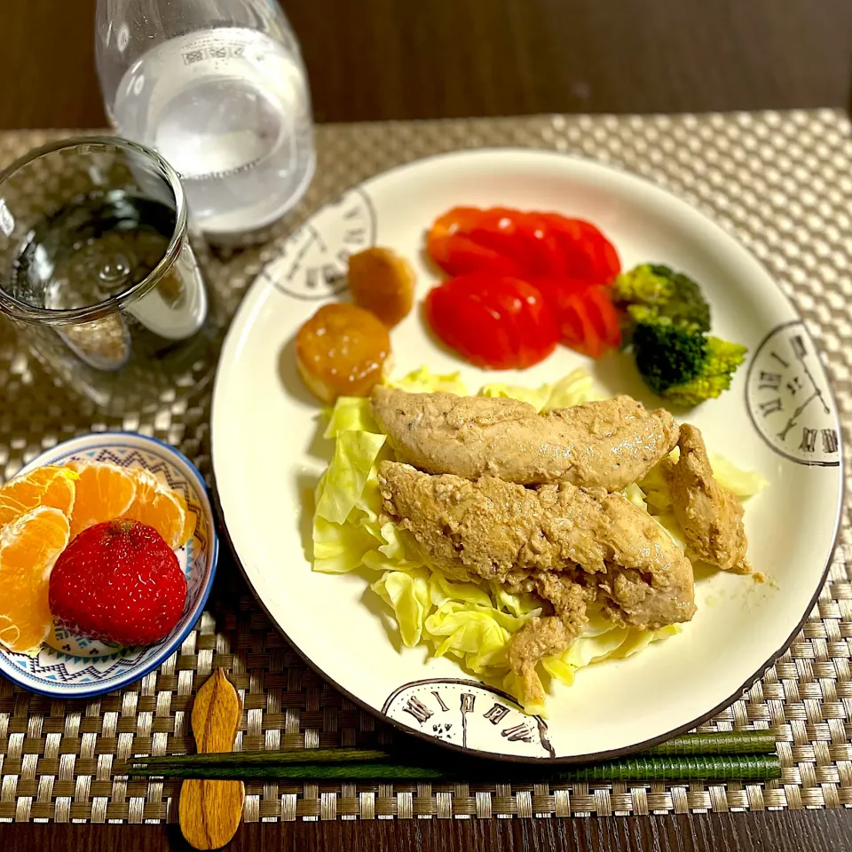 Snapdishの料理写真:3/10晩ご飯：ささ身でタンドリーチキン|ななみんさん