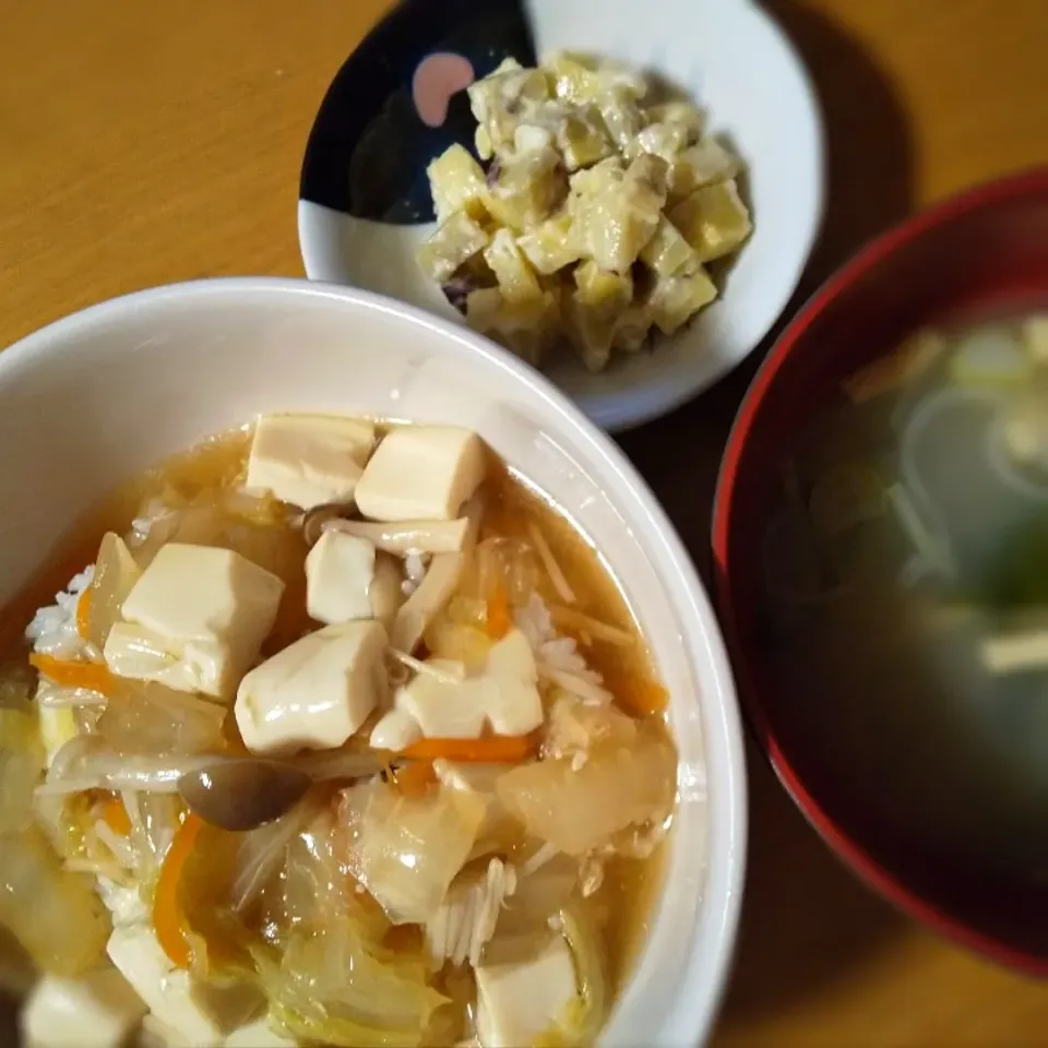 白菜と豆腐の和風あんかけ丼|めめさん