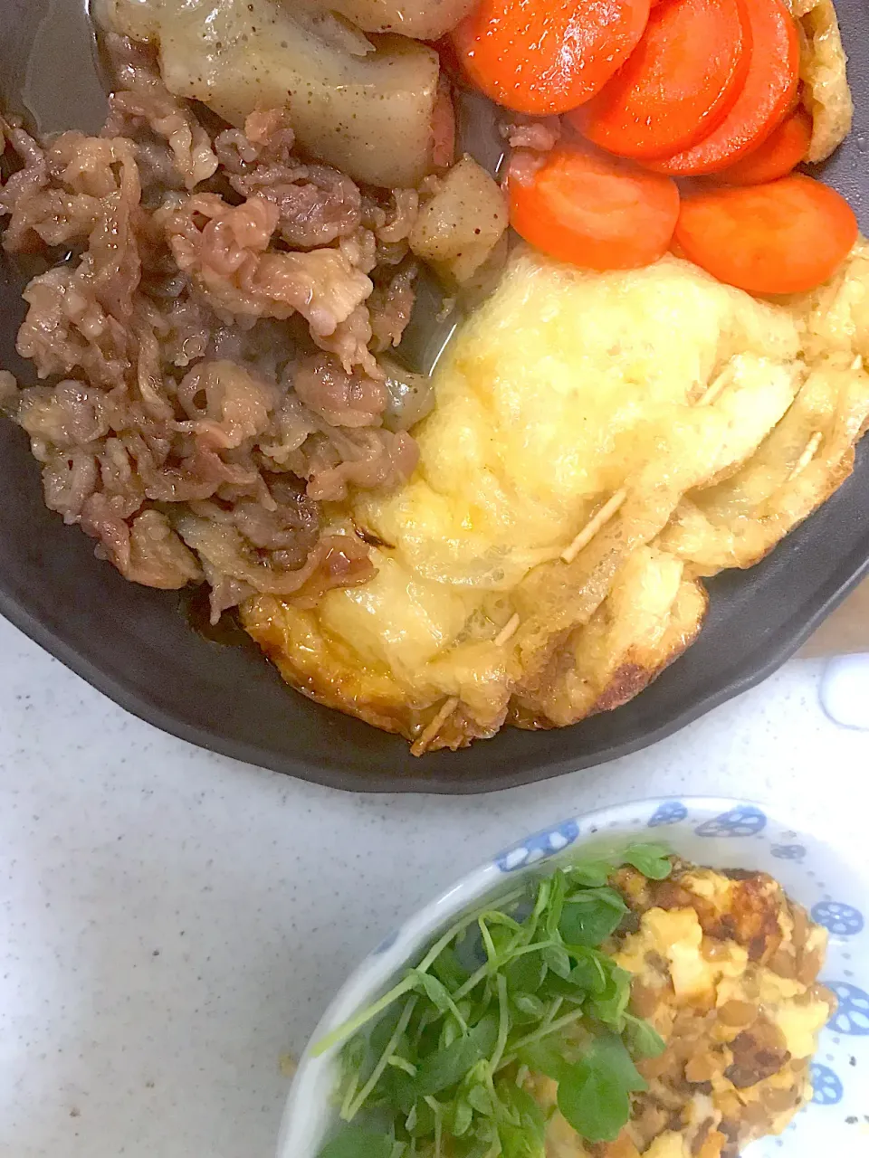 牛肉煮、納豆オムレツ|まみみさん