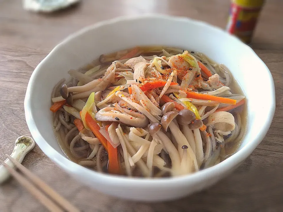 鶏ときのこの蕎麦|古尾谷りかこさん