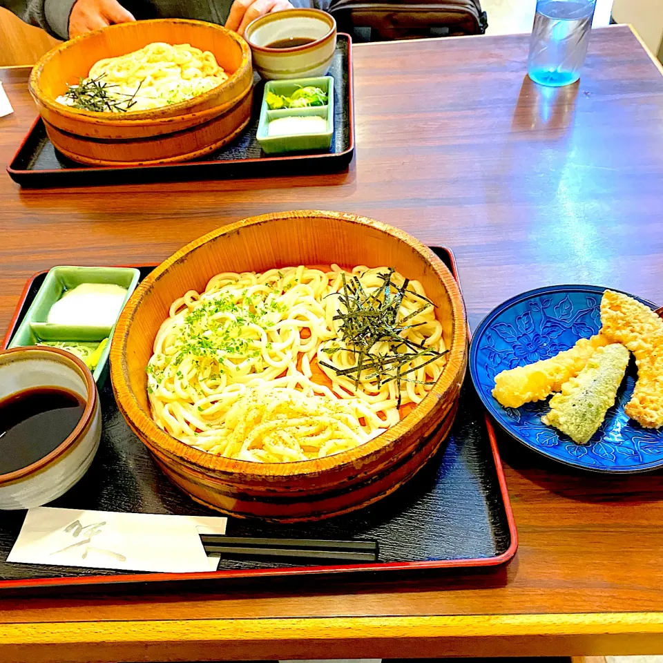 Snapdishの料理写真:たらいうどん、天ぷら|yakinasuさん