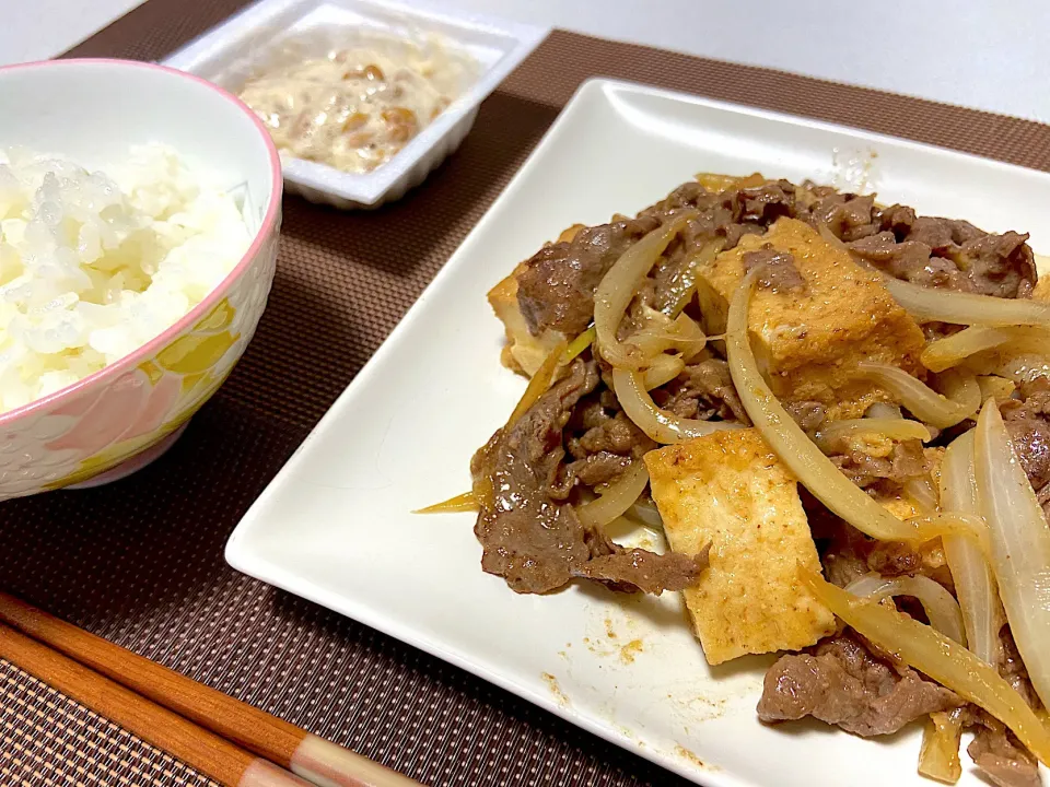 牛肉と厚揚げの味噌炒め|ゆうさん