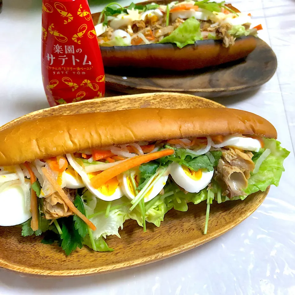 バインミー風！和風鯖サンド🥪|ぷーはるひゅうさん