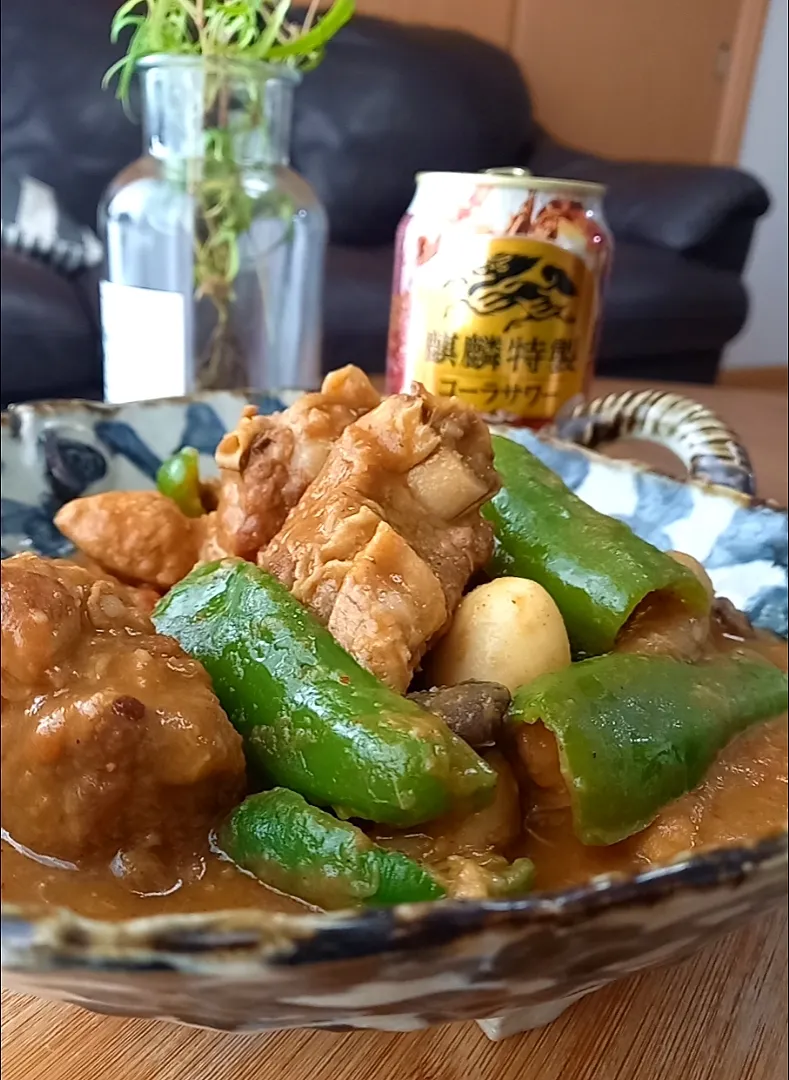 豚ｽﾍﾟｱﾘﾌﾞのｶﾚｰ煮込み|まりおさん