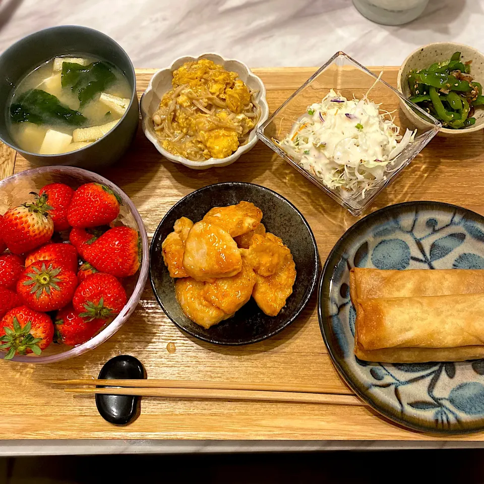 鶏マヨチキン、春巻き|なつこさん