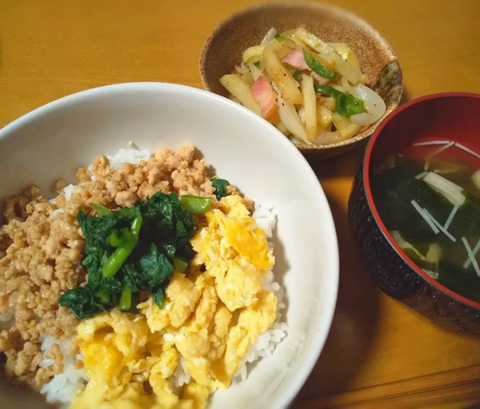 三色丼の献立♪|めめさん