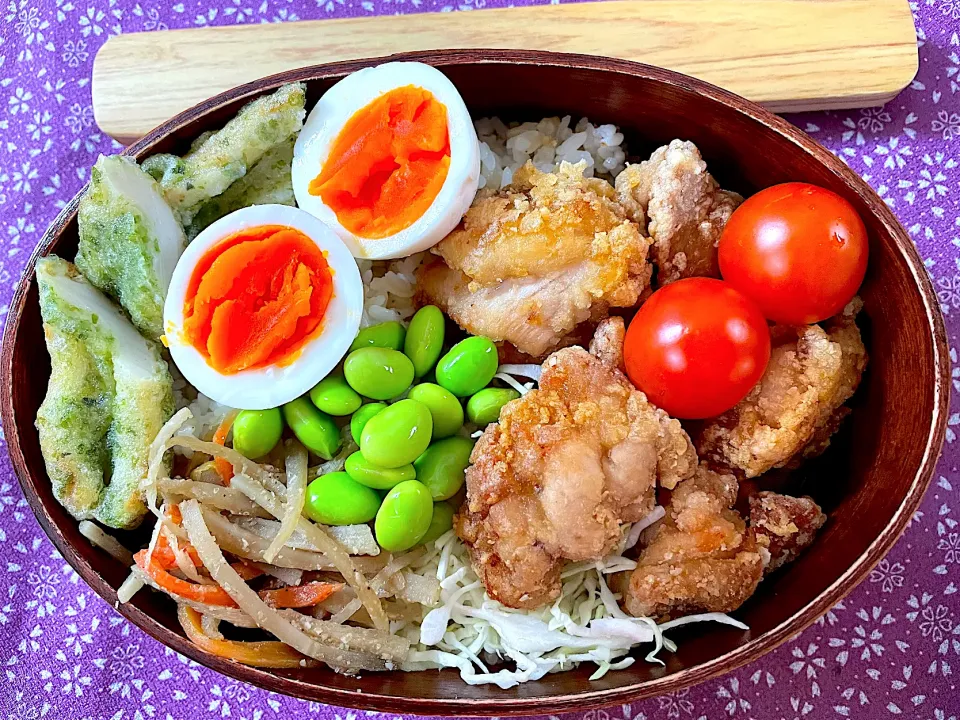 唐揚げ弁当　つくおき・磯辺揚げ　きんぴら|ジャイママさん