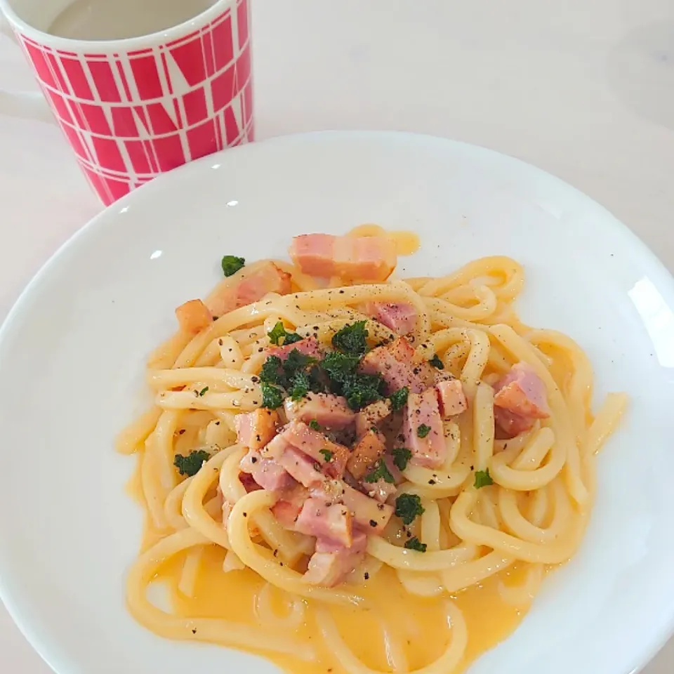 レンチンうどんカルボナーラ🍝|もえさん