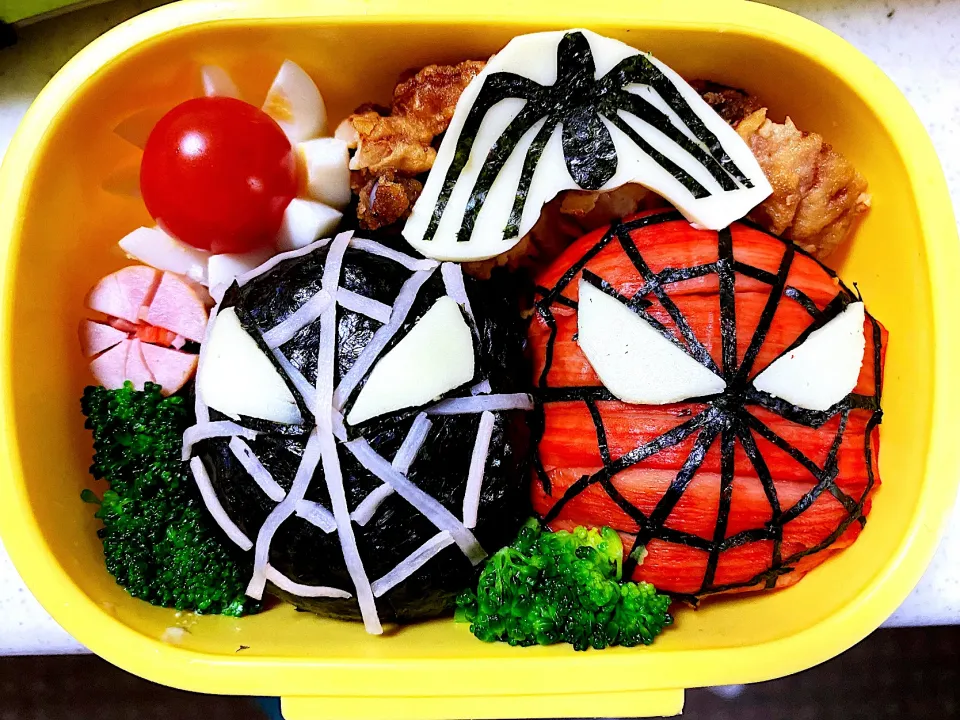 息子からのリクエストでスパイダーマン弁当|Teiさん