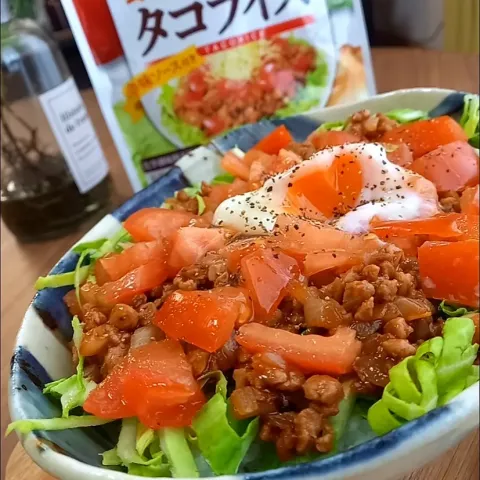 「ダイズラボ タコライス」を使ってみたSnapdishの料理・レシピ写真:大豆のお肉のﾀｺﾗｲｽ