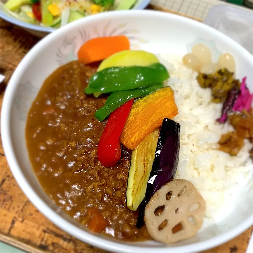 再現！「掃海艇つのしま」揚げ野菜の本格キーマカレー。|にょんにいさん