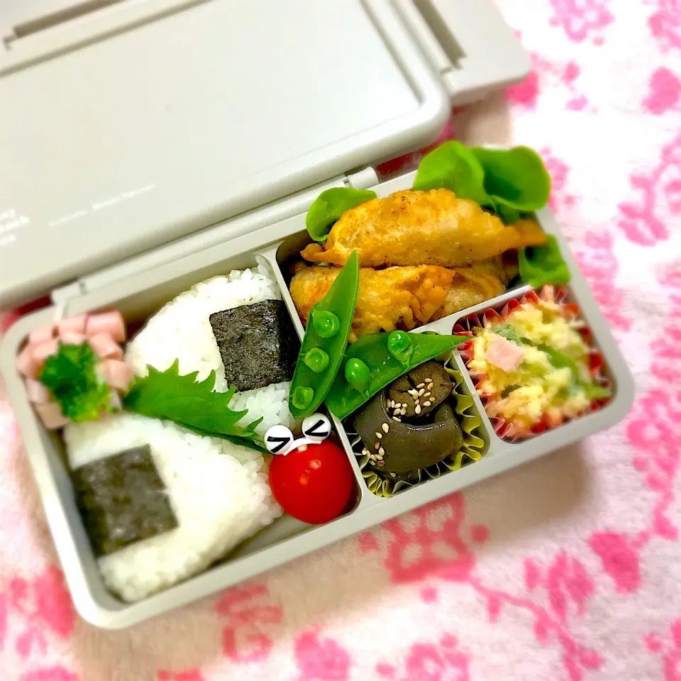 JK1弁当🍱〜揚げ餃子(大葉ネギ)・ポテトサラダ・こんにゃくゴボウ煮・ブロッコリー花ハム|華恋さん