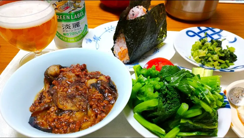 3/16の私の夕食 
大豆のお肉で麻婆茄子
ごほうびビール|卯月さん