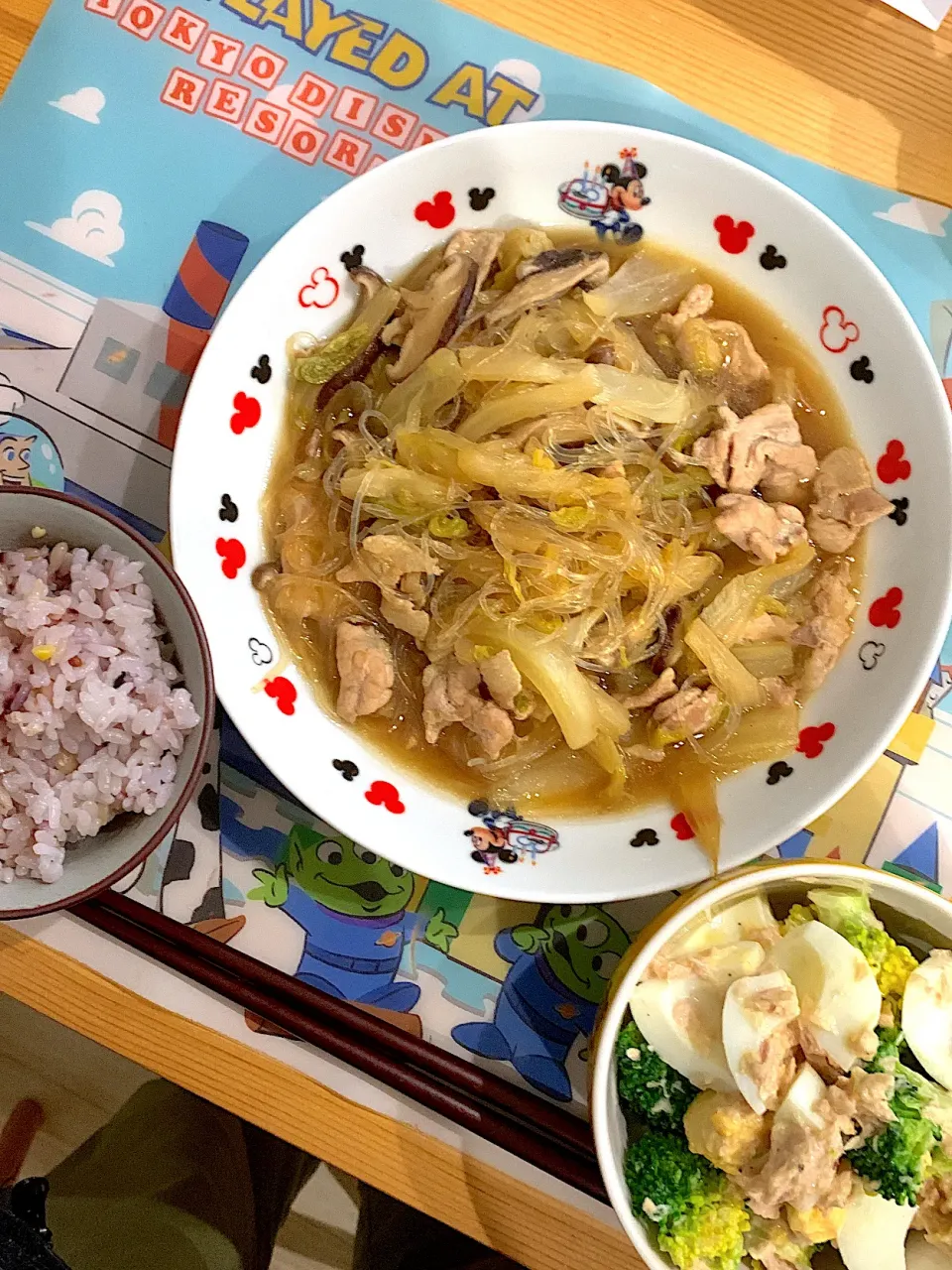 ・白菜と春雨の豚肉炒め　・ブロッコリーのサラダ|ぺろたんさん