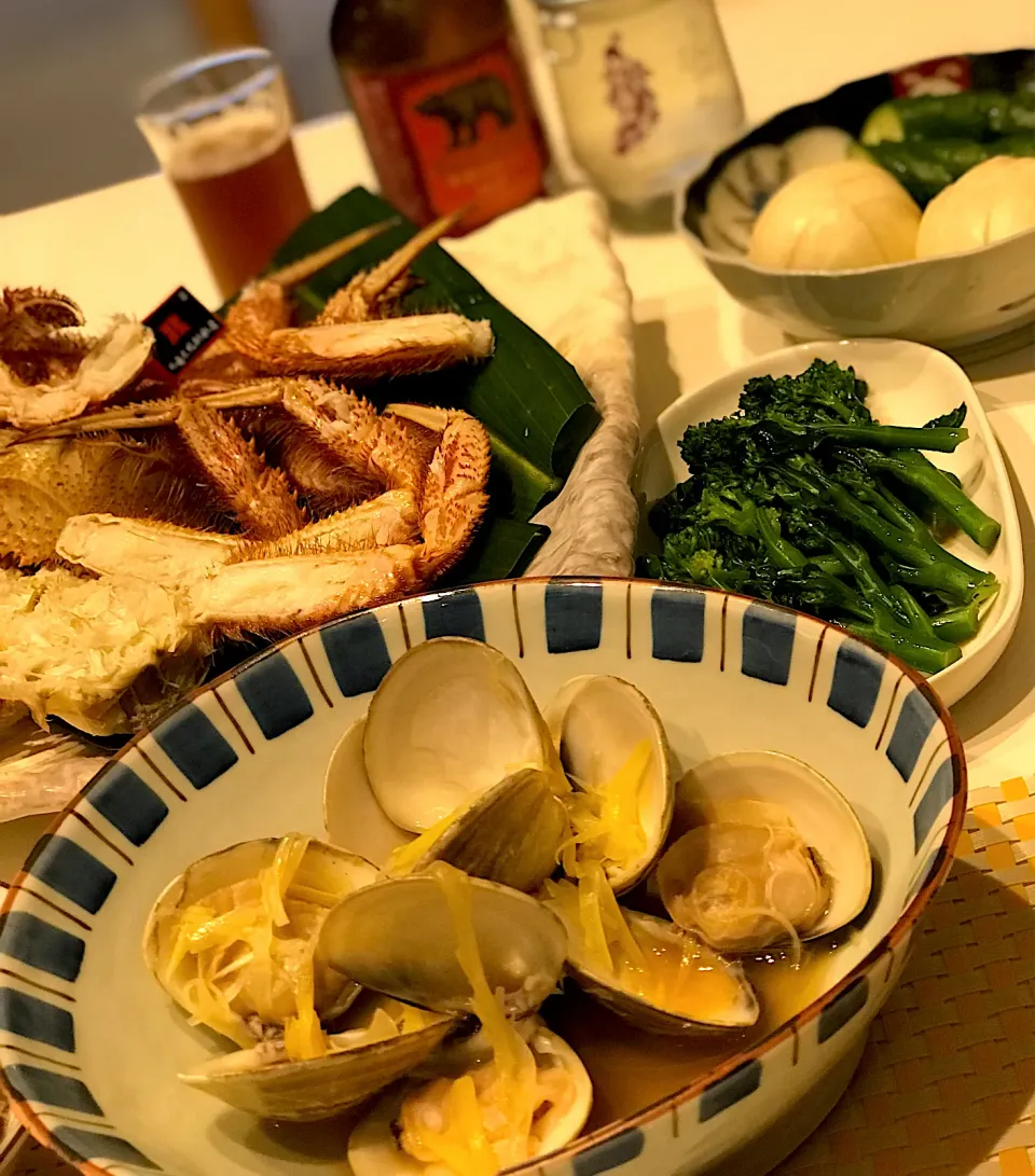 アサリの酒蒸し＆毛蟹🦀➰🍻😋|ナムナムさん