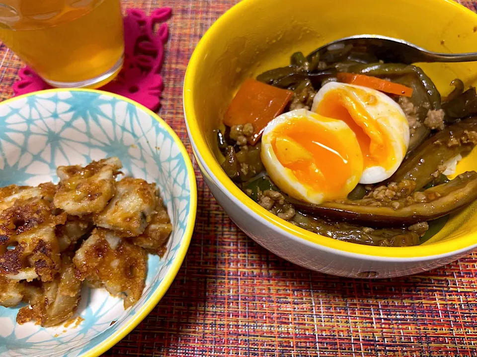 麻婆茄子丼、カリカリ甘辛れんこん|ゆうさん