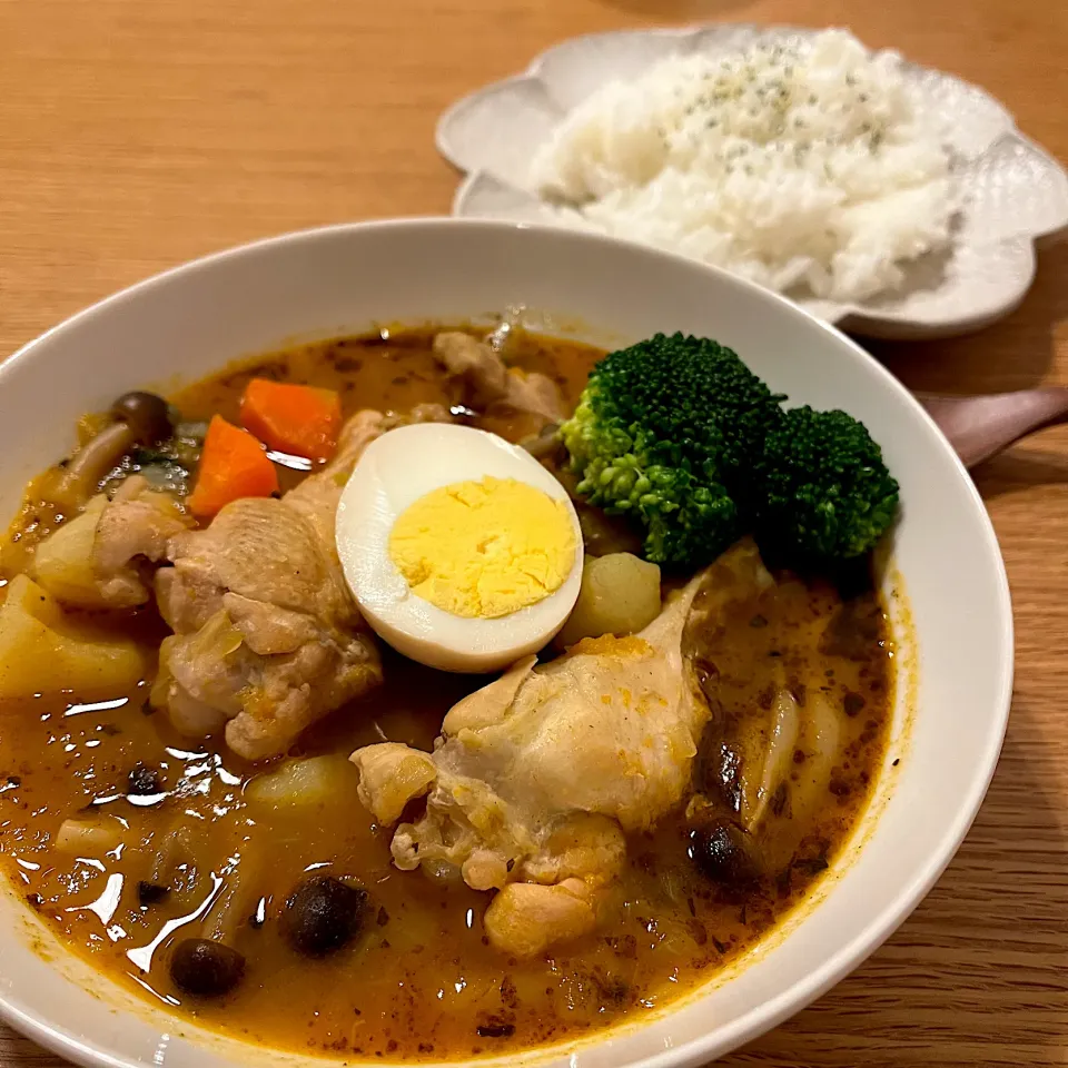 炒め玉ねぎのスープカレー　むすこごはんよる|かぼちゃんさん