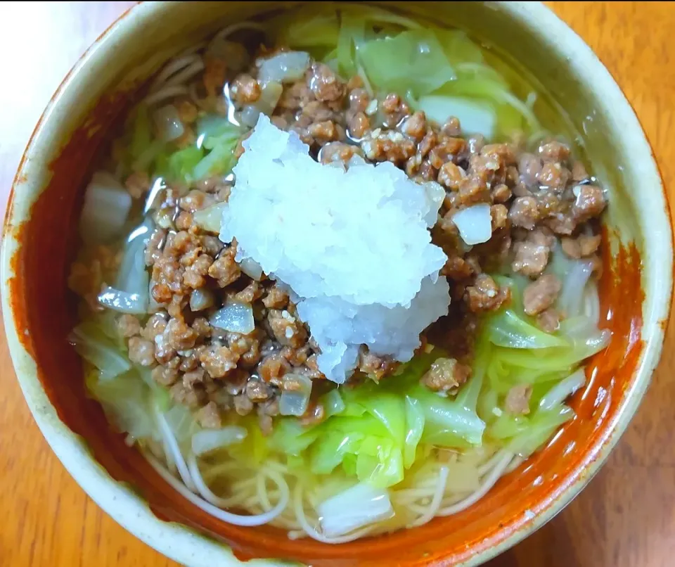 2022 0317 大豆のお肉で梅肉味噌おろしにゅうめん|いもこ。さん