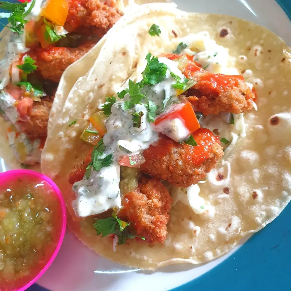 Snapdishの料理写真:Vegan Shrimp Taco with No-Egg Tartar Sauce|Bob Nicksicさん