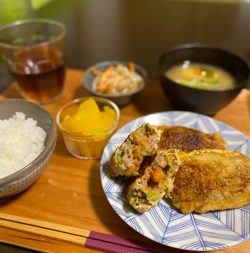 油揚げ餃子キムチチーズいり🧀|ちぐあささん