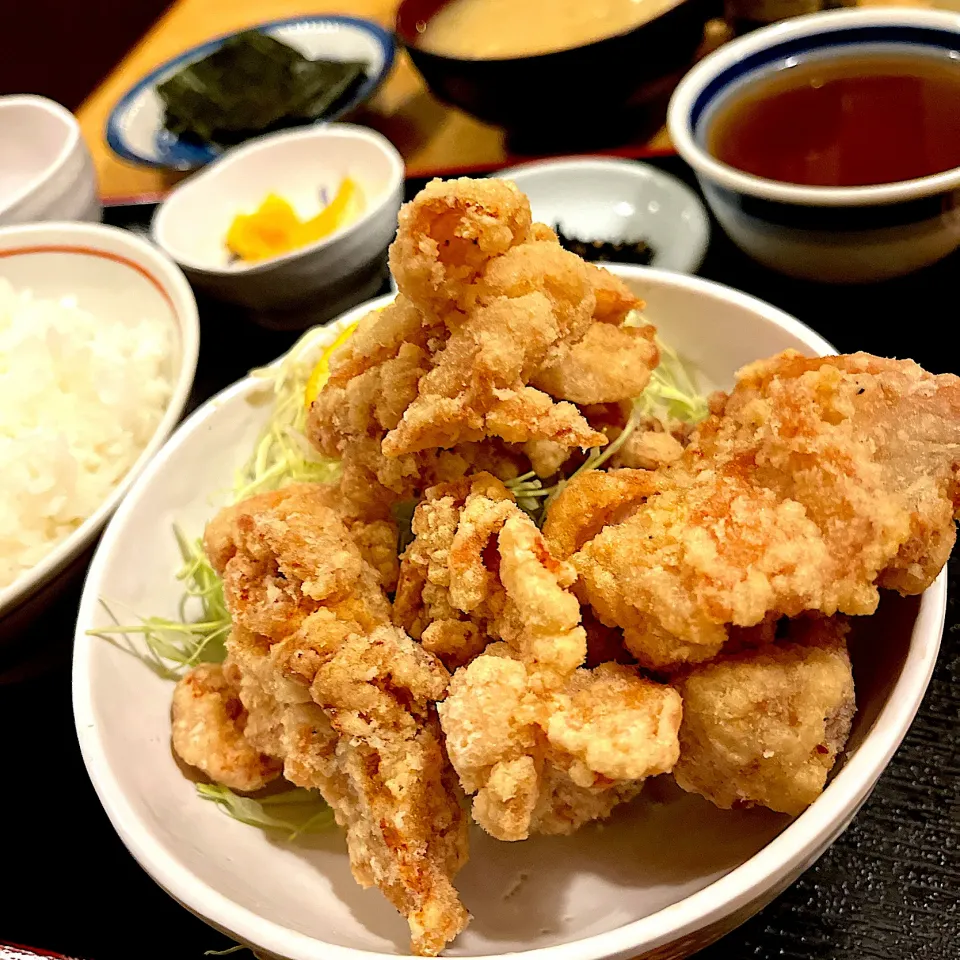 塩とりから定食＋のり@のみた家三平(月島)|塩豚骨さん