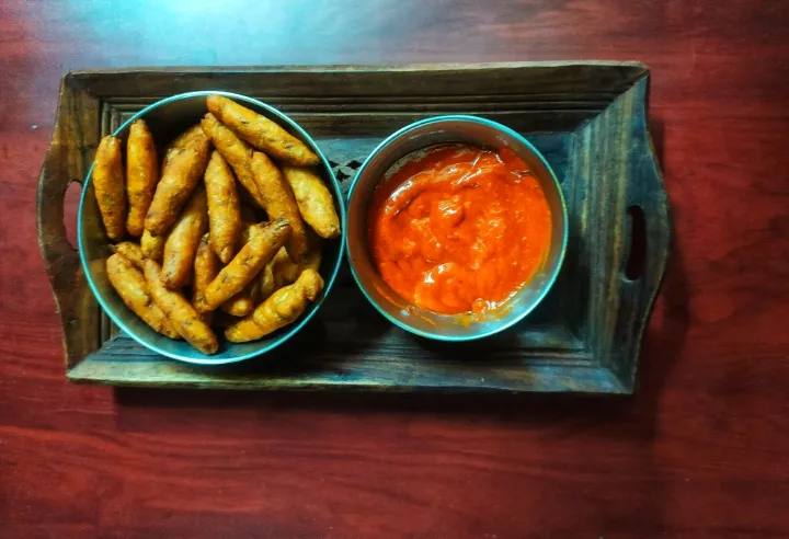 Bottle gourd sticks with red chutney 🍽️|Padduさん