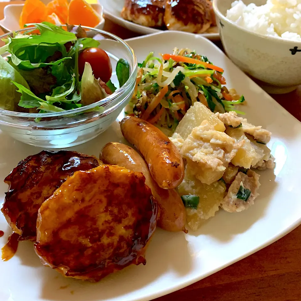 とりつくねバーグとその他もろもろランチ|てんさん