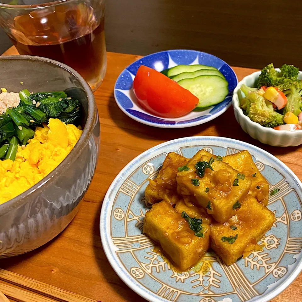 Snapdishの料理写真:咲きちゃんさんの料理 高野豆腐のかりじゅわ甘辛カレマヨ和え|ちぐあささん