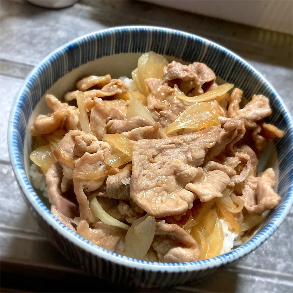 今夜は、豚生姜焼き丼を頂きました😊🎵🎉|ギムレットさん