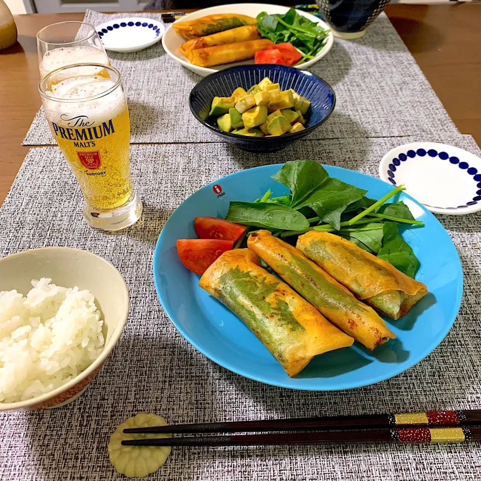 Snapdishの料理写真:大葉とささみの春巻き|appiさん