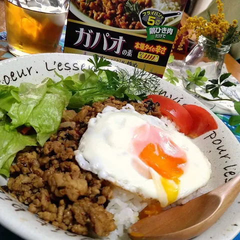 「タイクック　ガパオの素(本場タイの辛さ)」を使ってみたSnapdishの料理・レシピ写真:ランチにガパオライス🇹🇭