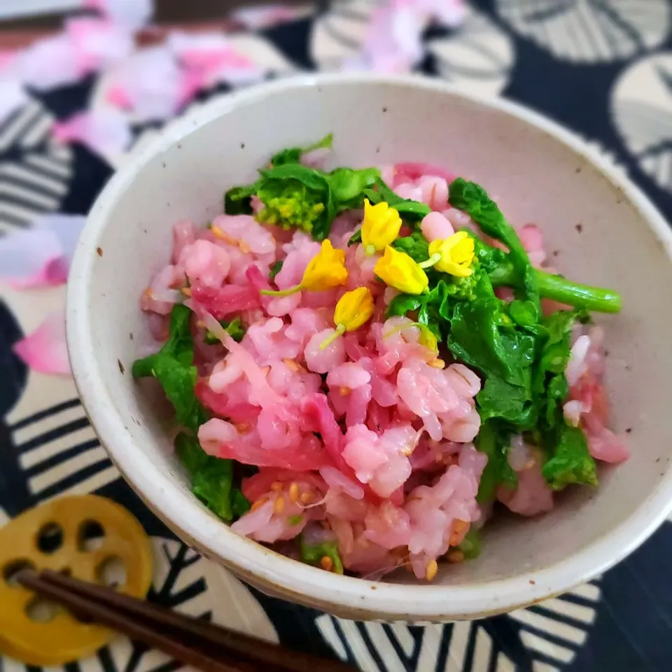 菜花とツナの春色炊き込みご飯( ˙▿˙　)|まぁさん