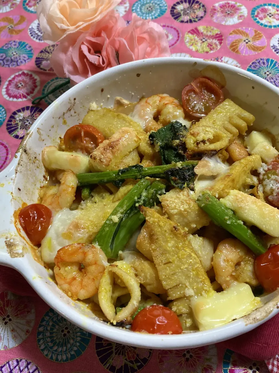 春野菜と海鮮のカレーチーズ焼き🧀|ringonamaさん