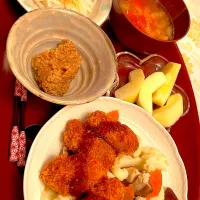 Snapdishの料理写真:カキフライ夕食❣️|もこさん