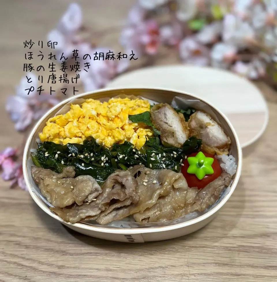 Snapdishの料理写真:曲げわっぱデビュー🌸3食丼|tsumuchiさん