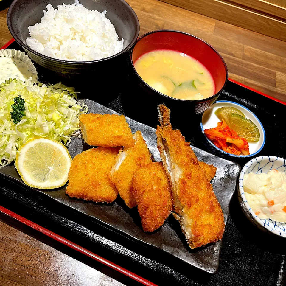 ミックスフライ定食@たつや(月島)|塩豚骨さん